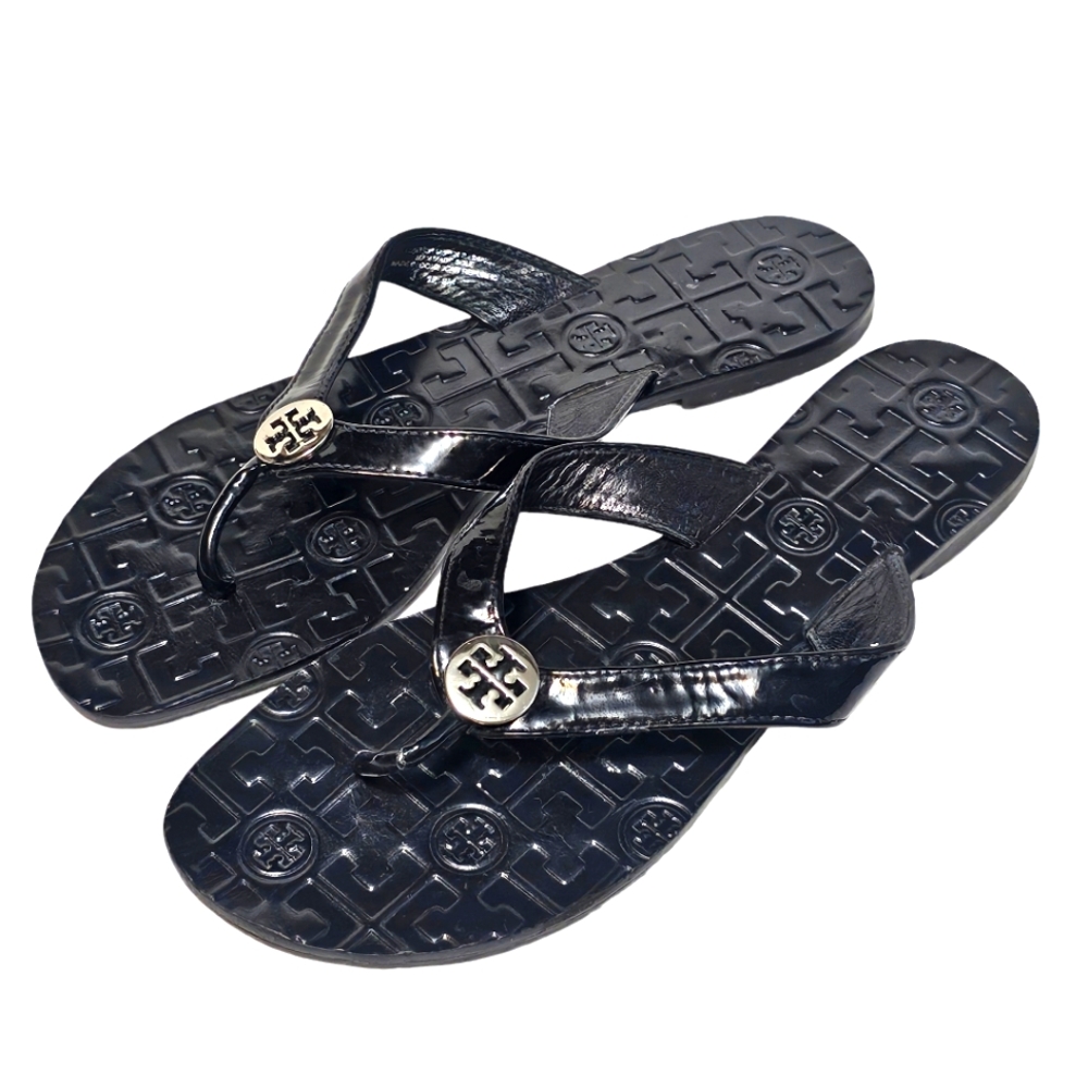 Tory Burch Thora Embossed Patent Leather Flip Flop Sandal Women’s Size 9